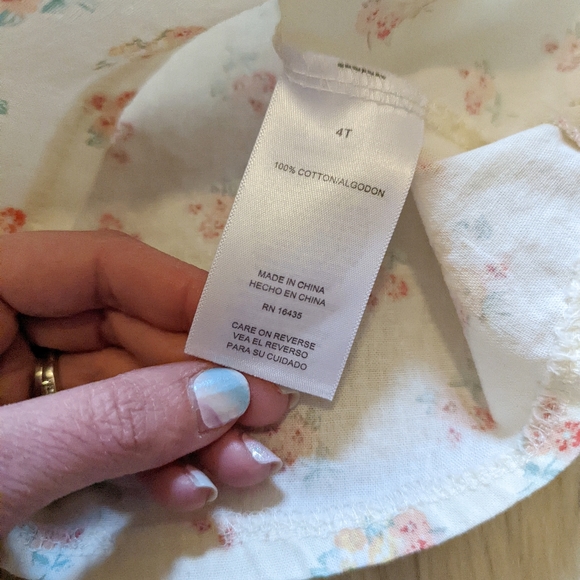 Tahari Girl pale yellow cotton floral tunic top size 4T - Picture 6 of 7